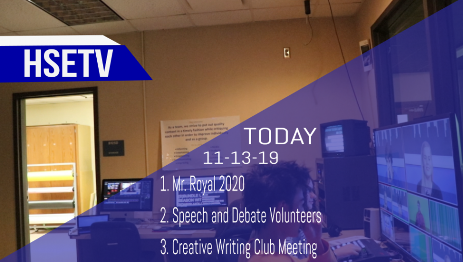 HSETV Newscast: Wednesday, November 13th, 2019